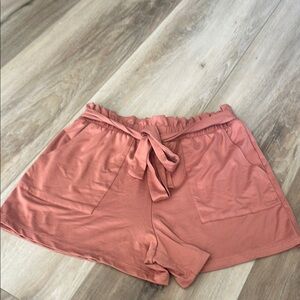 Pink Rose Tie Front Shorts